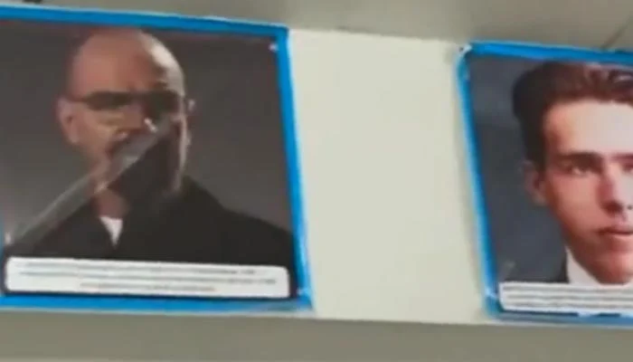 The school uses a photo of a 'Breaking Bad' actor, mistaking him for scientist Werner Heisenberg